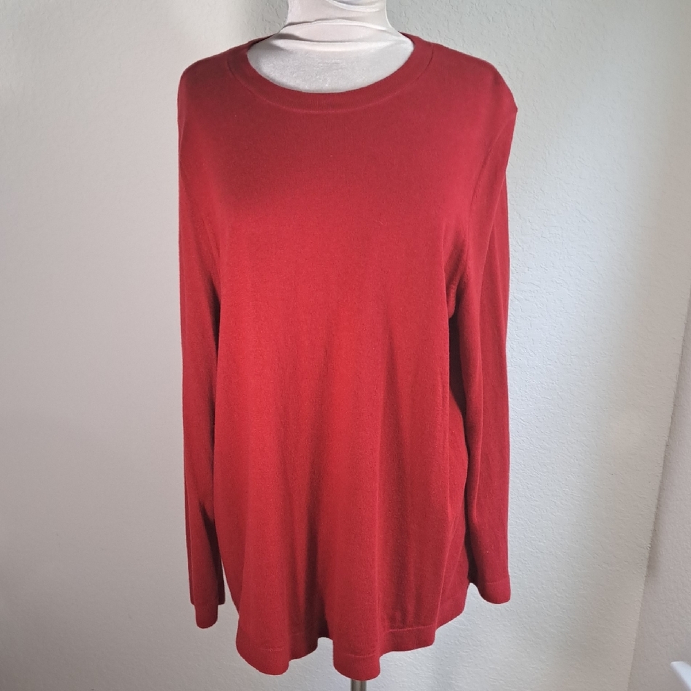 J. Jill Classic Red Women's Sweater Cotton XL Crew Neck Office Siren Capsule